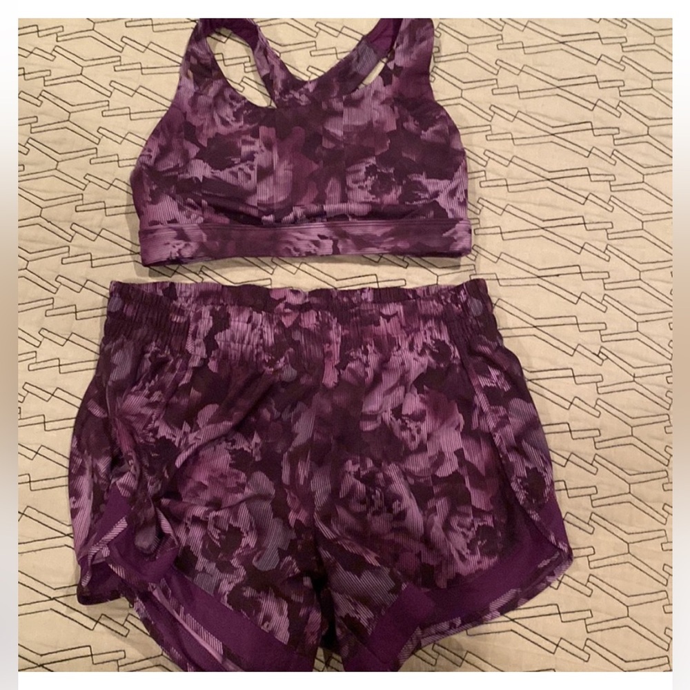 Athleta Mesh Racer Shorts and Matching Sports Bra - Sz XS